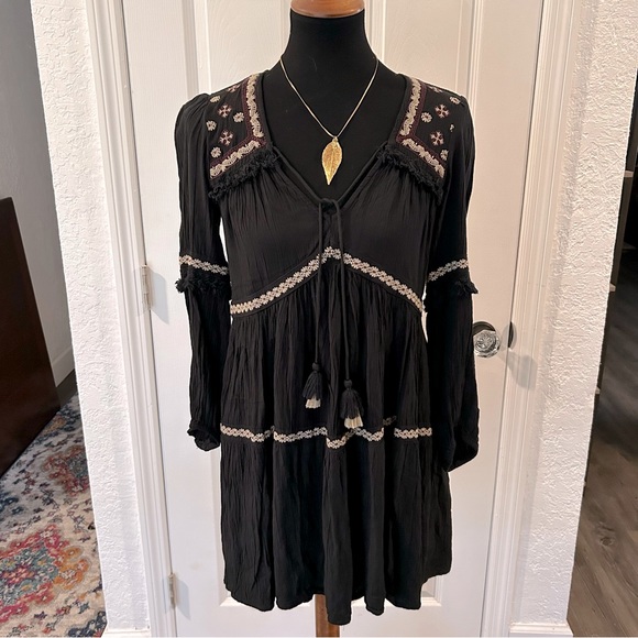 American Eagle Black Embroidered Dress | Size S - Picture 2 of 10